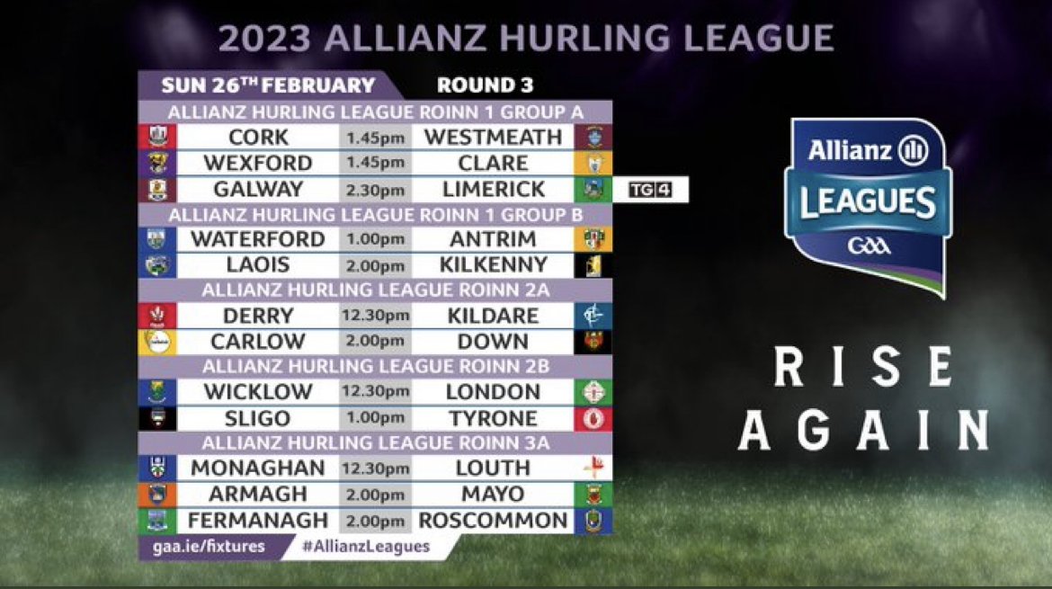 Cork GAA - The fixtures for the Allianz Leagues 2023 have