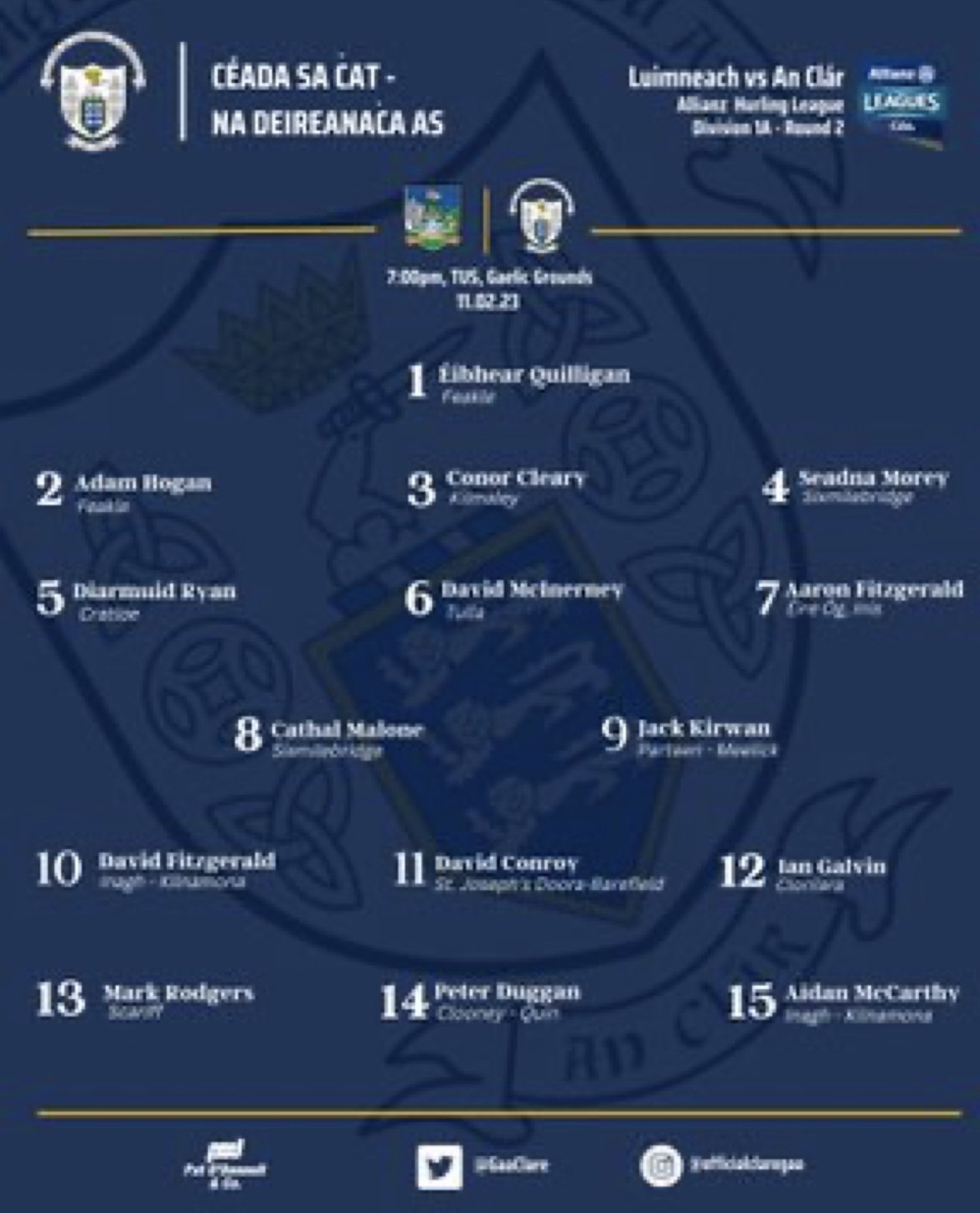 Clare's National Hurling And Football League Fixtures Confirmed