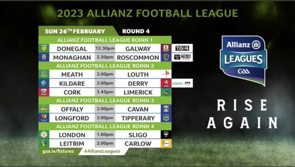 Allianz League Fixtures 2023 - Cork GAA