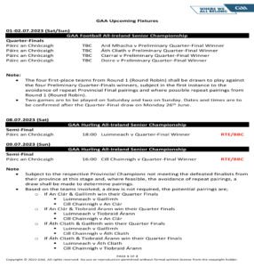 2023 GAA Club Championship Fixtures As Games Reach All-Ireland Stage